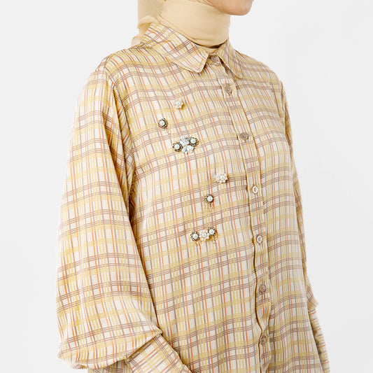 Liva Top Kotak Taupe