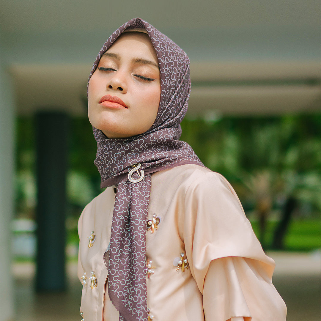 Monogram Scarf Deep Taupe