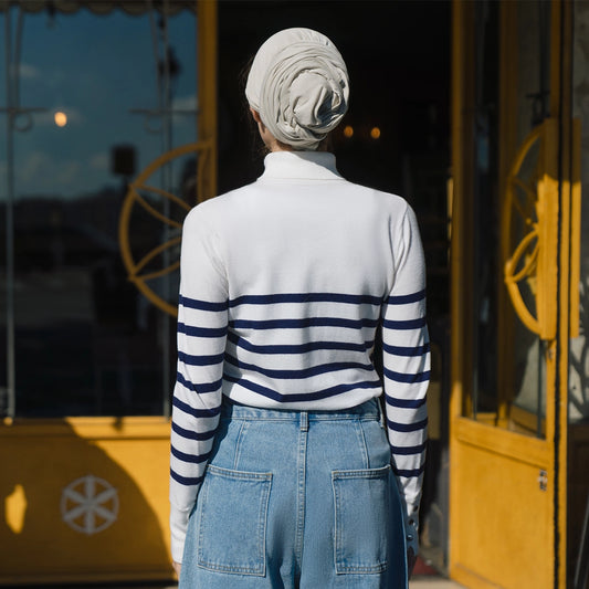 Nafa Turtleneck Stripe Pageant Blue