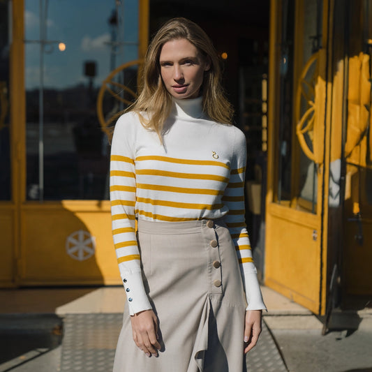 Nafa Turtleneck Stripe Lemon Curry