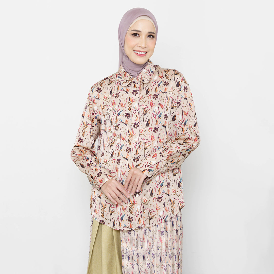 Liva Top Taupe Flower