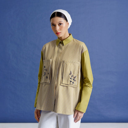 Merryn Top Olive Stripe