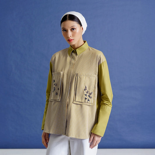 Merryn Top Olive Stripe