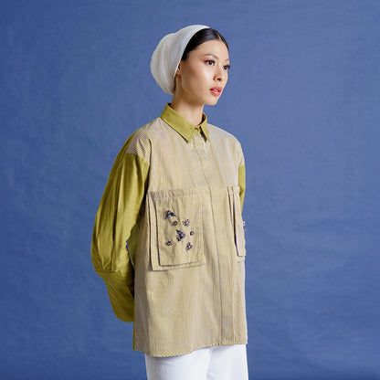 Merryn Top Olive Stripe