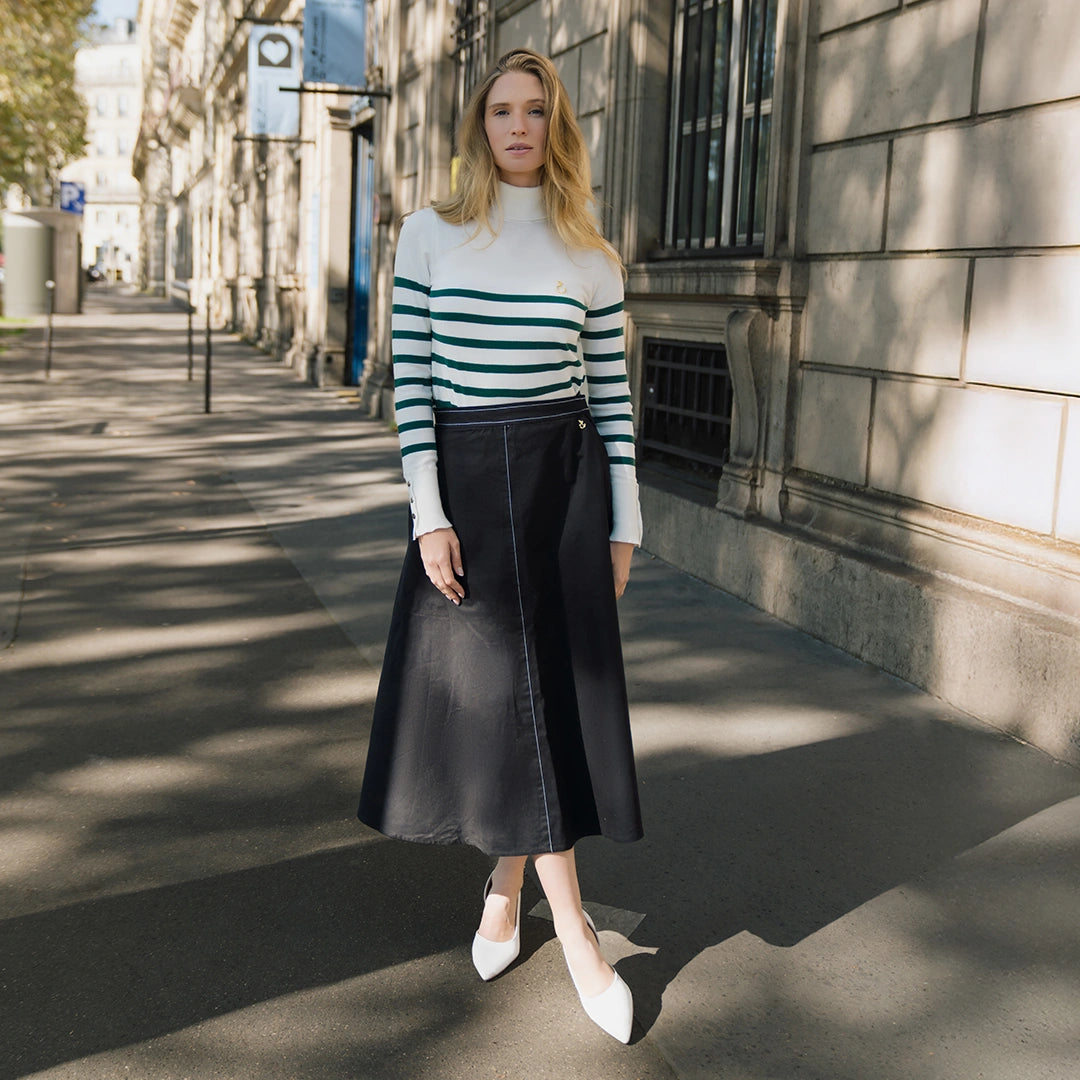 Nafa Turtleneck Stripe Botanical Green