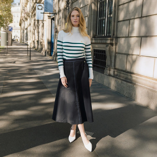 Nafa Turtleneck Stripe Botanical Green