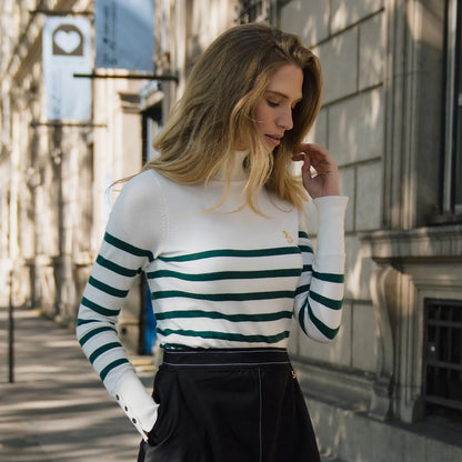 Nafa Turtleneck Stripe Botanical Green