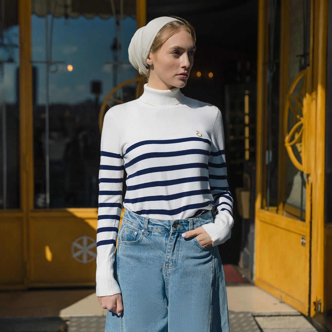Nafa Turtleneck Stripe Pageant Blue