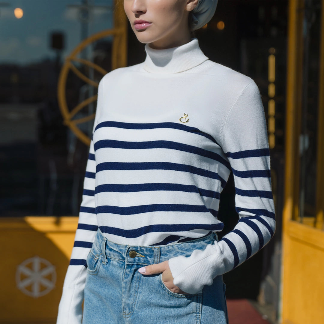 Nafa Turtleneck Stripe Pageant Blue