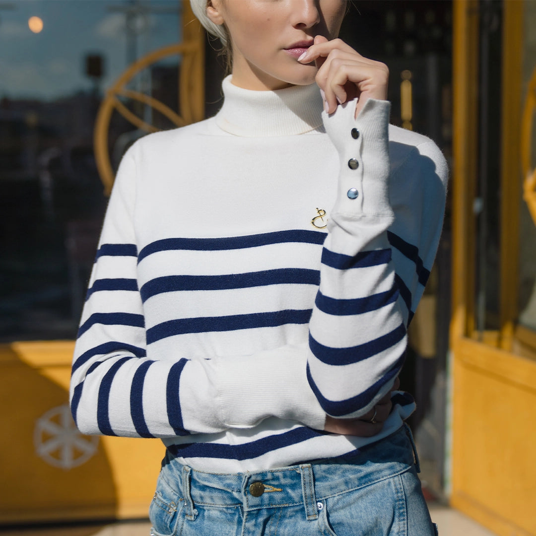 Nafa Turtleneck Stripe Pageant Blue