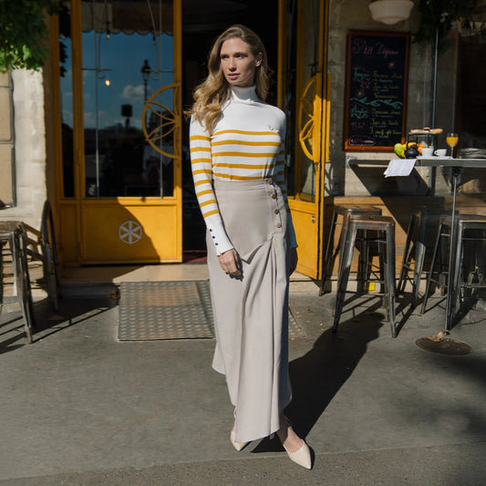 Nafa Turtleneck Stripe Lemon Curry