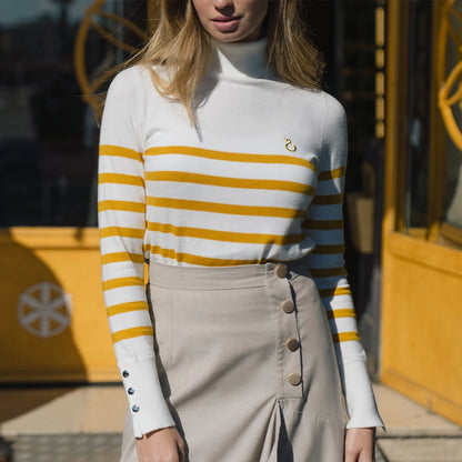 Nafa Turtleneck Stripe Lemon Curry